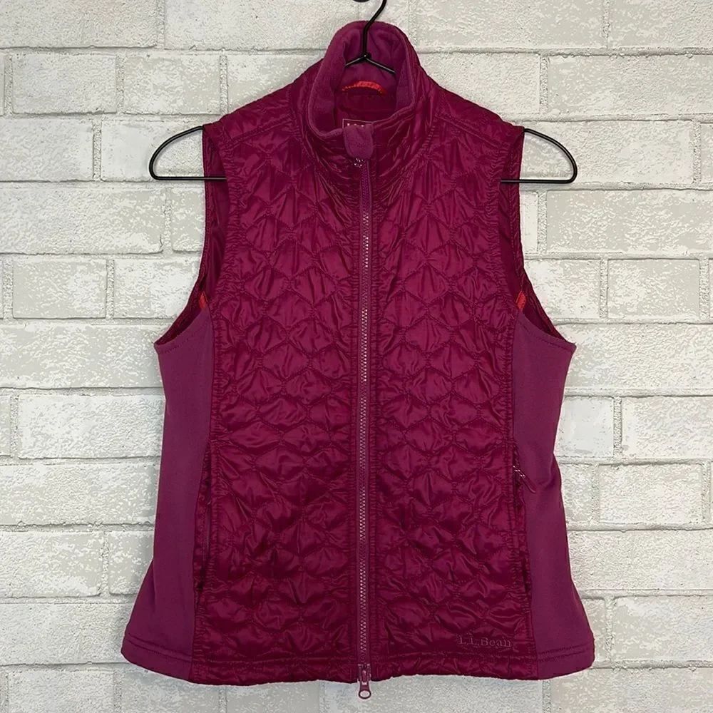 LL Bean Pink Quilted Fleece Lined Vest XS